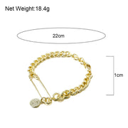 Lineage Coin Pendant Bracelet - Thick, Gold Plated Chain, Gold Plated Coin with Toggle Clasp Wicked Tender