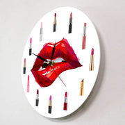 Lip Service - Red Lipstick Makeup Art Wall Clock Decoration Wicked Tender