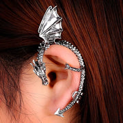 Long Evil Dragon Ear Cuff - Dragon Wing Ear Cuff Black Ear Cuff Large Ear Cuff Gothic Ear Cuffs Halloween Ear Cuffs Silver Ear Cuff Gold Ear Cuff Earrings Wicked Tender
