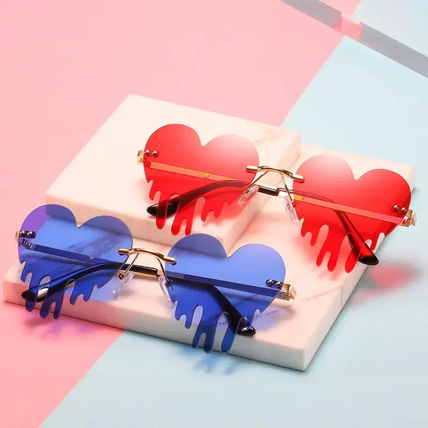 Dripping Heart Sunglasses Love Tears - Dripping Heart Sunglasses Black Heart Sunglasses Tinted Lens Rimless Sunglasses Heart Pink Sunglasses Red Heart Sunglasses Heart Cat Eye Sunglasses Tear Sunglasses Pink Rimless Sunglasses Pink Transparent Wicked Tender