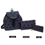 Luminous Geometric Backpack - Holographic Reflective Glow In The Dark Fashion Bag, Clutch and Wallet Wicked Tender