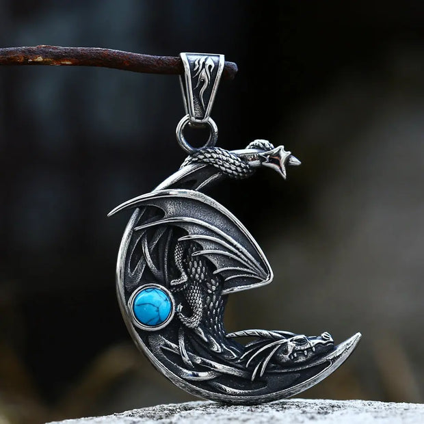 Malachite Necklace Lunarathi - Sleeping Dragon Pendant Vintage Gemstone Malachite Necklace Wicked Tender