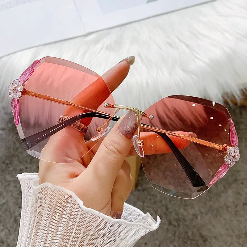 Aviator Sunglasses with Rhinestones Women s Sunglasses Rhinestones Pink 2