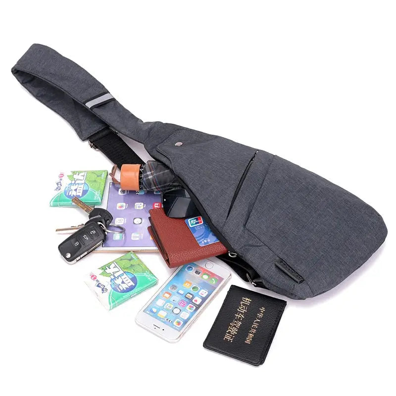 men's anti theft travel bags Anti-Theft Travel Right Chest Pack Crossbody Bag Sling Bag for Bicycle Sport Gray