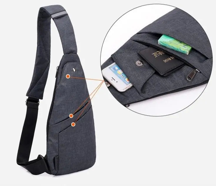 men's anti theft travel bag Anti-Theft Travel Right Chest Pack Crossbody Bag Sling Bag for Bicycle Sport Gray