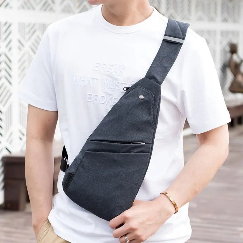 Anti-Theft Travel Right Chest Pack Crossbody Bag Sling Bag for Bicycle Sport Gray