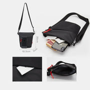 Men's Casual Waterproof Mini Sling Messenger Bag - Small Black Polyester Minimal Travel Bag Wicked Tender