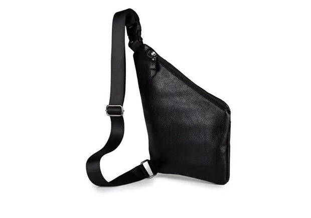 Men's PU Leather Crossbody Messenger Bag - Faux Leather Angular Travel Bag with Triple Zipper Compartments Wicked Tender