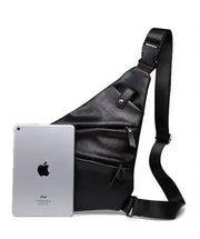 Men's PU Leather Crossbody Messenger Bag - Faux Leather Angular Travel Bag with Triple Zipper Compartments Wicked Tender