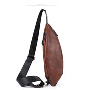 Men's PU Leather Crossbody Sling Bag - Faux Leather Hobo Messenger Bag with Large Center Zipper, Interior Cellphone Pocket Wicked Tender