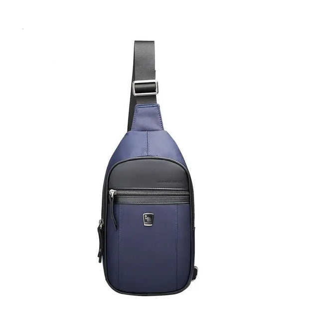 Men's Waterproof Crossbody Sling Messenger Bag - Nylon, PU Leather Trim, Casual  Travel Bag in Black or Navy Blue Wicked Tender