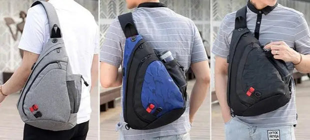 Men's Waterproof Crossbody Sport Sling Bag - Nylon Messenger Bag with Adjustable Shoulder Strap Wicked Tender