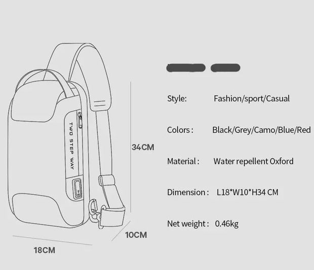 Mens Anti-theft Waterproof Crossbody Sling Messenger Bag - Durable Travel Bag with Wide Adjustable Shoulder Strap Wicked Tender