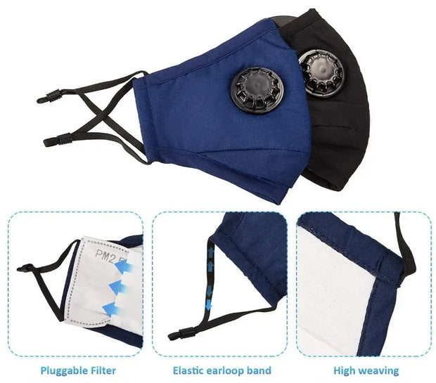 N95 Anti-Pollution Cotton Mask - Carbon Filter, with Breathing Valve ...