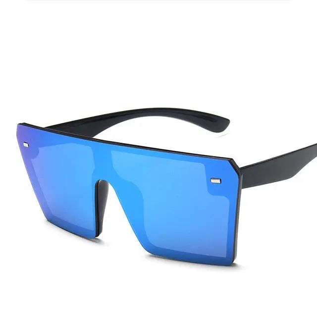 Oversized Mirror Sunglasses Flat Top Shield Visor Pink  display picture 1