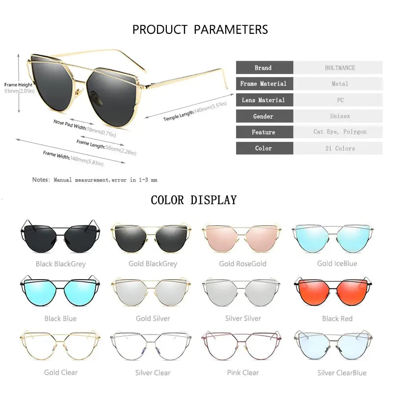 Panthera - Oversized Mirror Cateye Sunglasses for Women  display picture 1