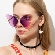 Papillon - Oversized Butterfly Sunglasses Winged Sunglasses Tinted Lens Rimless Sunglasses Wicked Tender