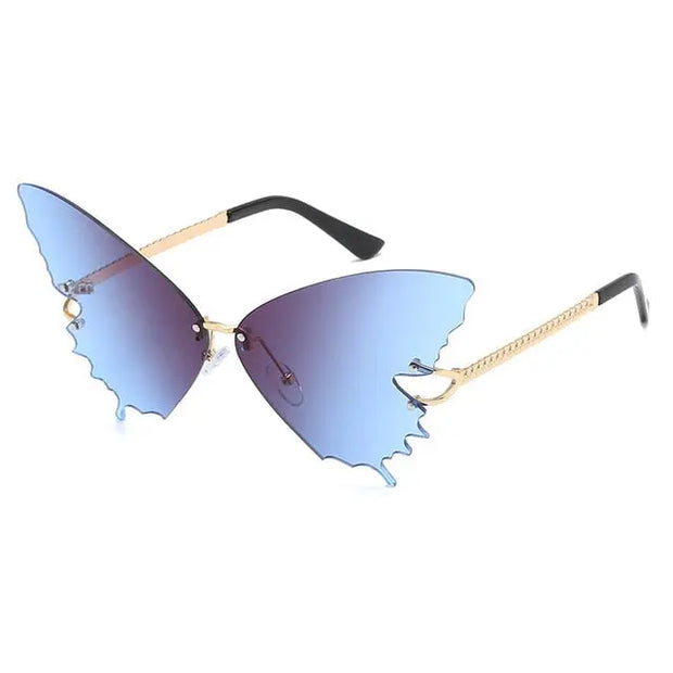 Oversized Butterfly Sunglasses Papillon - Oversized Butterfly Sunglasses Winged Sunglasses Tinted Lens Rimless Sunglasses Wicked Tender