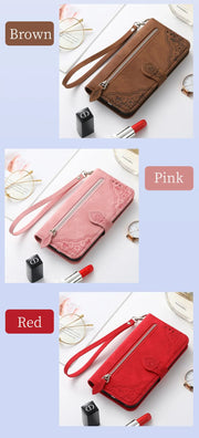 Pink Aesthetic Oppo Phone Card Case - Cute Wallet Phone Case, Floral Phone Case, Leather Phone Cases, Phone Case With Stand, Leather Flip Phone Case, Wallet Phone Case Wicked Tender