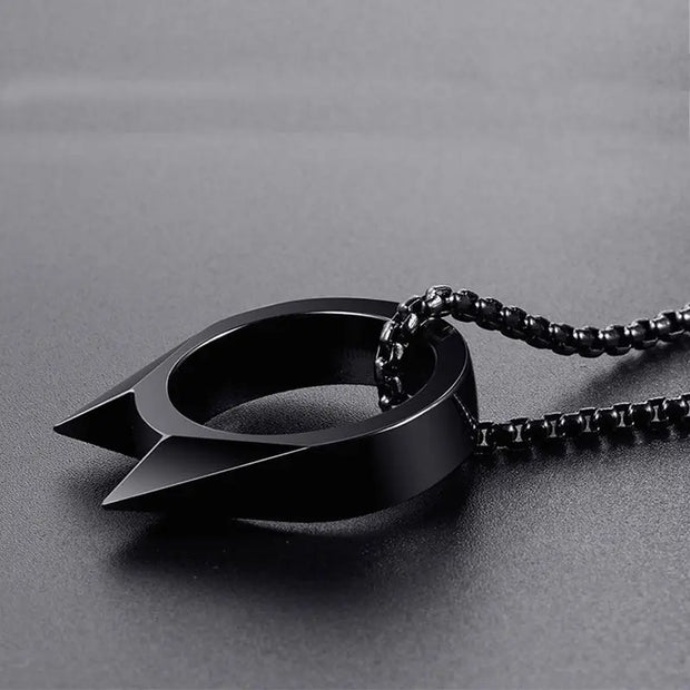 2-Piece Self Defense Spike Ring Survival Ring Glass Breaker Ring Window Breaker Ring Self Defense Jewelry For Women Self Defense Accessories Black Stainless Steel Ring Wicked Tender