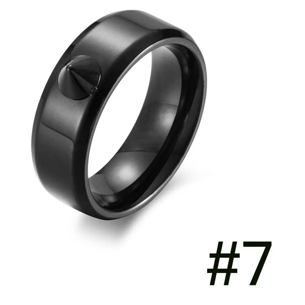 Point Break - Self Defense Spike Ring Survival Ring Glass Breaker Ring Window Breaker Ring Stainless Steel Couple Rings Self Defense Jewelry For Women Self Defense Accessories Black Stainless Steel Ring For Women Wicked Tender