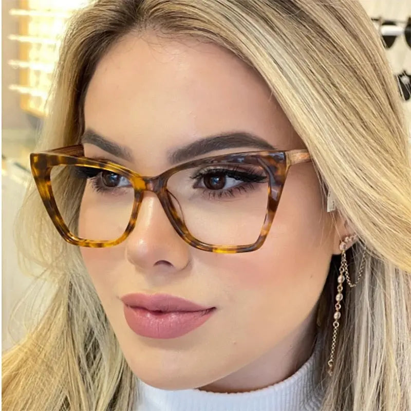 Oversized Prescription Cat Eye Blue Light Glasses Cute Reading