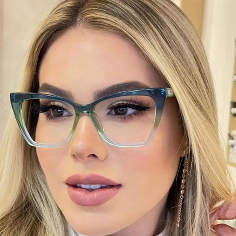 Oversized Prescription Cat Eye Blue Light Glasses Cute Reading