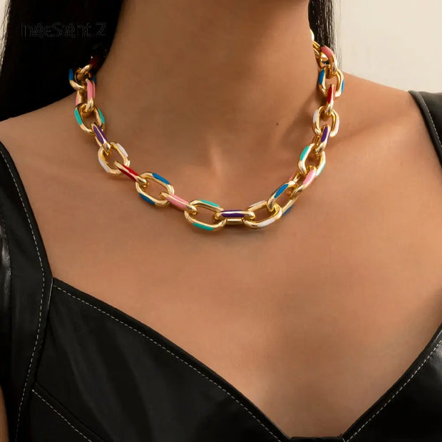 Bright and colourful statement necklaces with chunky beads and gems on  Craiyon