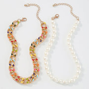 Rainbow Gold Chain Necklace - Thick Colourful Statement Jewelry Wicked Tender