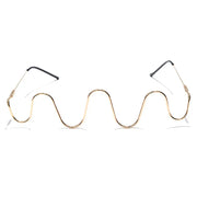 No Lens Gold Wire Framed Glasses Ripple Effect - Half Frame Glasses No Lens Gold Wire Framed Glasses Cat Eye Glasses With Rhinestones Wicked Tender
