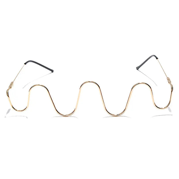 No Lens Gold Wire Framed Glasses Ripple Effect - Half Frame Glasses No Lens Gold Wire Framed Glasses Cat Eye Glasses With Rhinestones Wicked Tender