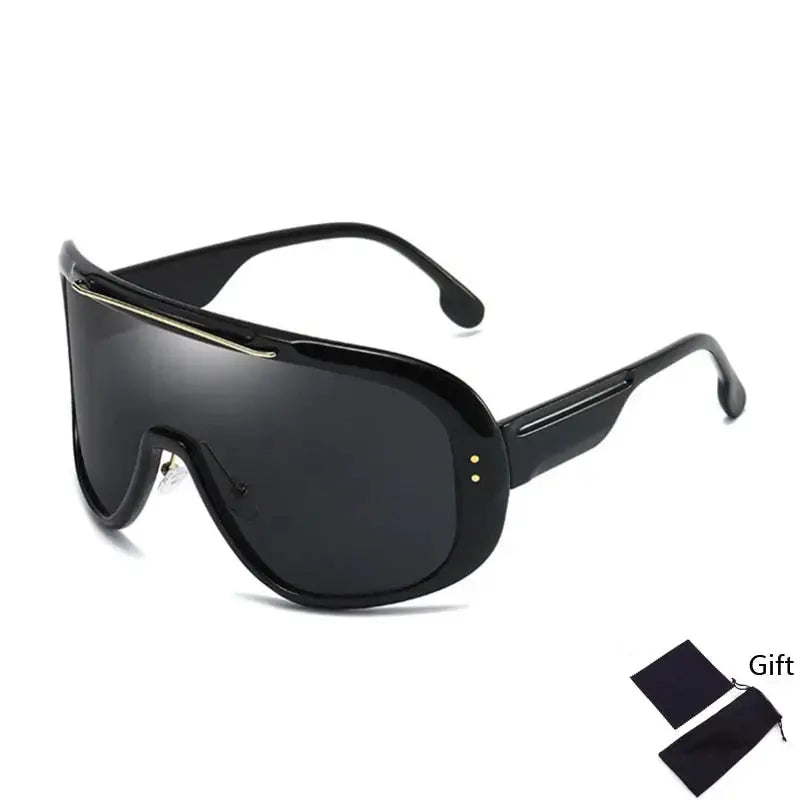 Shield Aviator Sunglasses UV400 Scratch Resistant Oversized Stainless Steel Aviator Side Shield Sunglasses - Oversized Black with Side  main image 4
