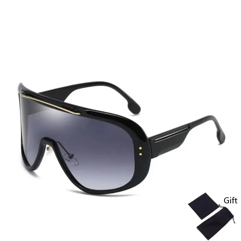 Shield Wall - Mens Shield Sunglasses Oversized Black Aviator  display picture 2