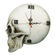 Skull Cranium Wall Clock - Hanging White Skull Wall Clock Art Home Decoration, Gothic Scary Minimal Halloween Clock with Roman Numerals Wicked Tender