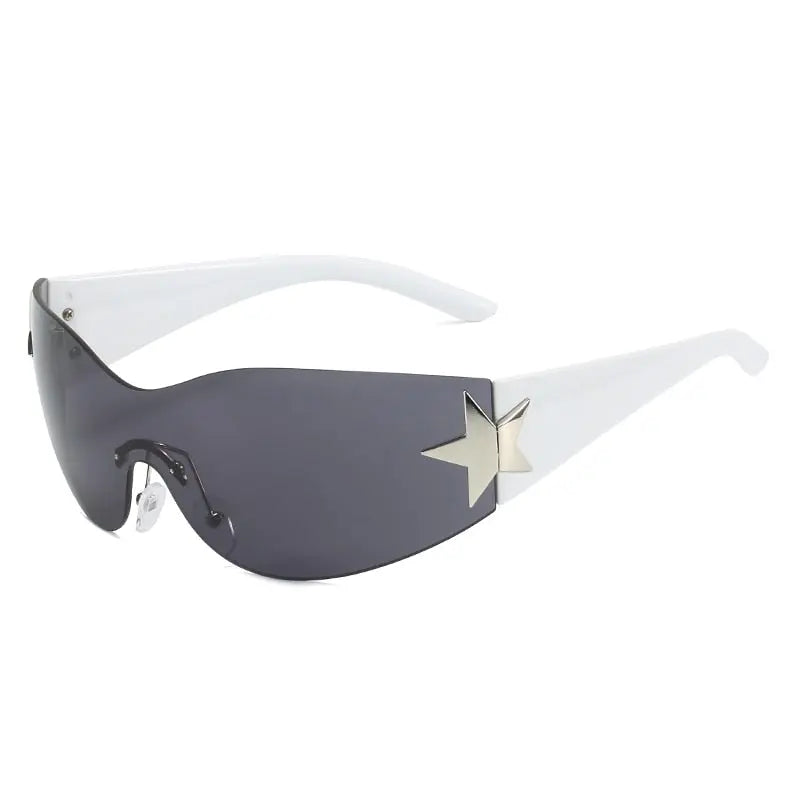White and Gold Women\'s Shield Sunglasses with Crystal Accents BVLGARI Women main image 3