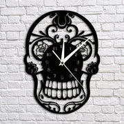 Sugar Skull Day of the Dead Wall Clock - Mexican Skull Dia de Meurtos Wall Clock Decoration Skull Clock with Flower Design Art Wicked Tender