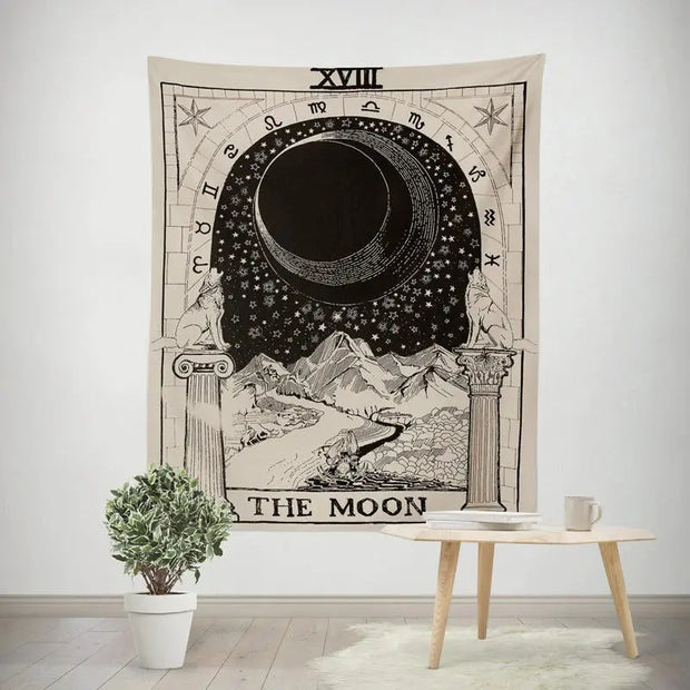 Sun Moon Star Tarot Card Wall Art Tapestry for Bedroom - Hanging Decor for Home Wicked Tender