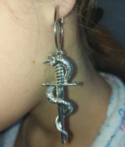 Sword & Snake Pendant Earring Set - Large Gothic Fashion Earring Accessories Wicked Tender