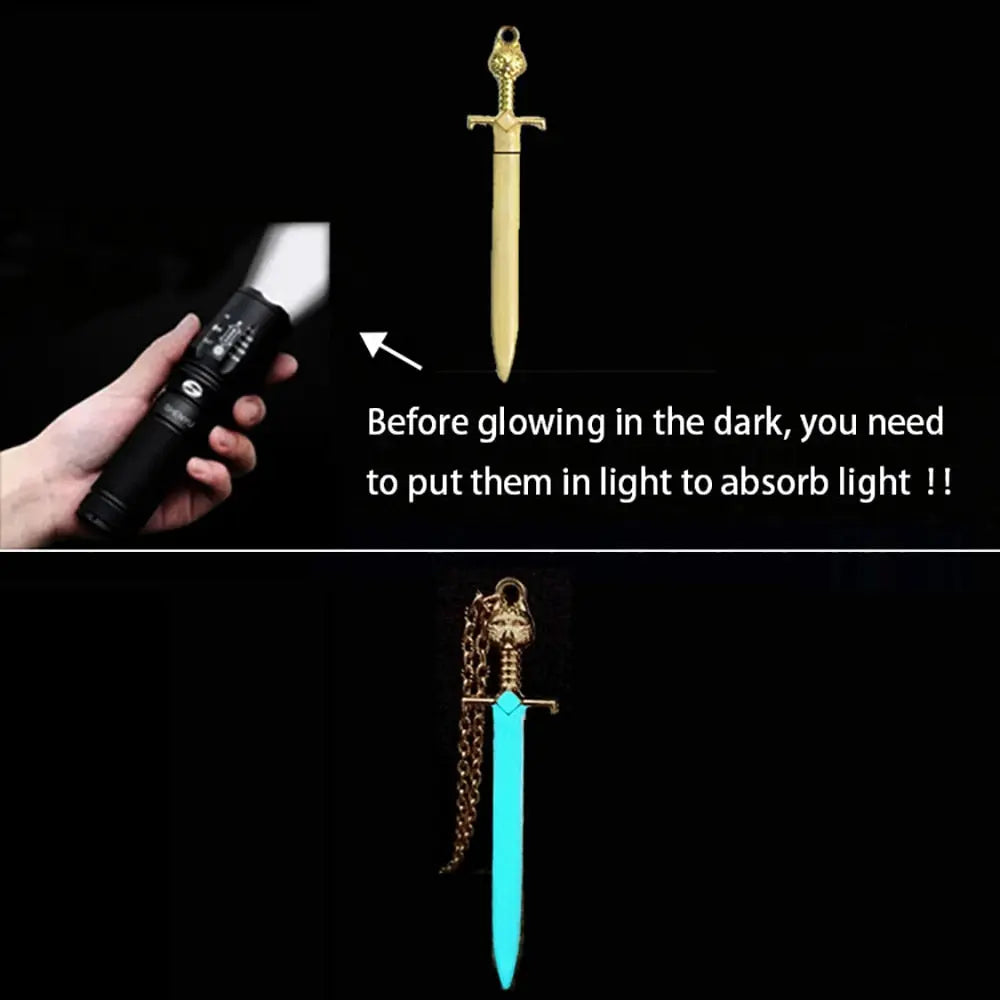 Sword of Damocles Glow in the Dark Sword Necklace - Glowing Sword Necklace  for Men and Women