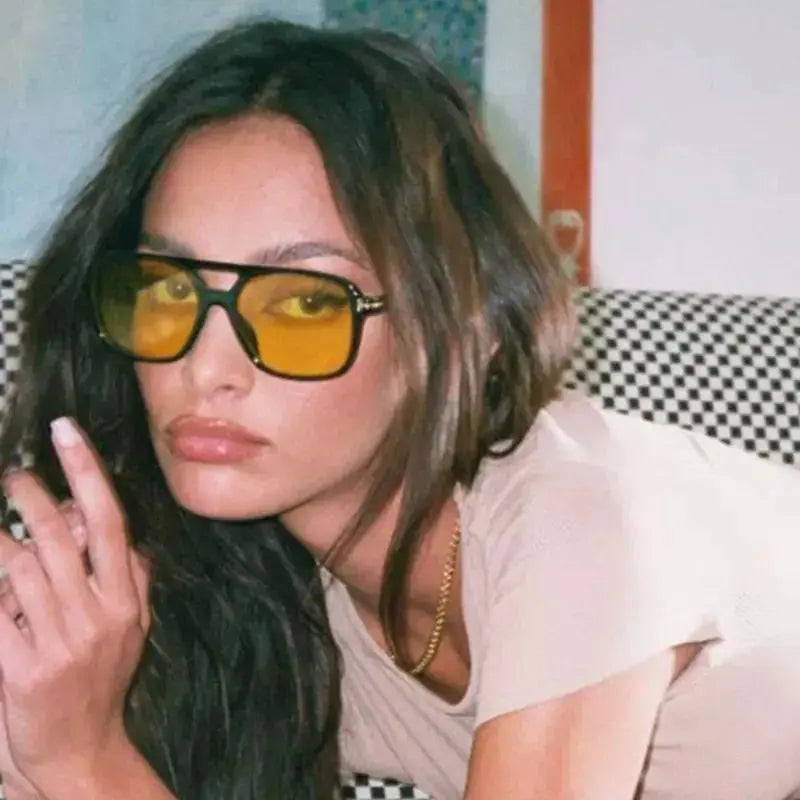 Tangle Free Aviator Sunglasses Oversized Black 80s Aviator  display picture 3