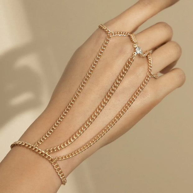 Gold Chain Ring Thick Gold Chain Ring Bracelet Set - Chunky Cuban Chain Bracelet For Women Wicked Tender