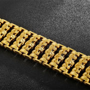 viking bracelet for men Tower of Skulls - Large Vintage Stainless Steel Viking Bracelet for Men Wicked Tender