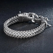 Fafnir & Regin - Viking Dragon Bracelet, Stainless Steel Bracelets for Men, Silver Viking Bracelet, Mens Gothic Bracelet, Twin Dragon Bracelet Wicked Tender