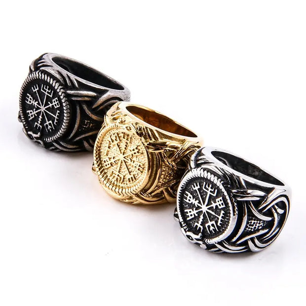 signet viking ring Vintage Viking Compass Ring - Stainless Steel Signet Viking Ring for Men Wicked Tender
