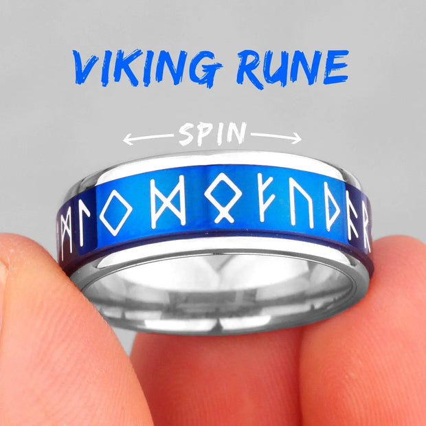 Mens Spin Rings Viking Runic Ring - Mens Spin Rings Glow In the Dark Rings for Men Wicked Tender