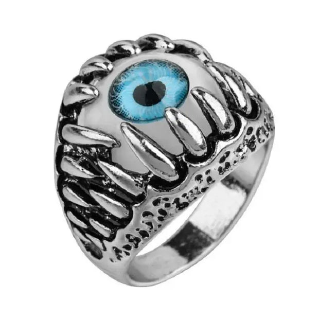 Vintage Evil Eye Dragon Claw Ring - Monster Eyeball In Teeth Halloween Horror Gothic Ring Wicked Tender