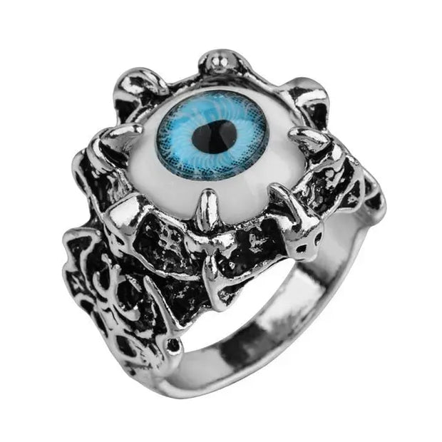 Vintage Evil Eye Dragon Claw Ring - Monster Eyeball In Teeth Halloween Horror Gothic Ring Wicked Tender
