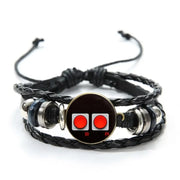 Vintage Video Game Controller Charm Bracelet - Multilayer Woven Leather Bracelet with Glass Pendant Wicked Tender