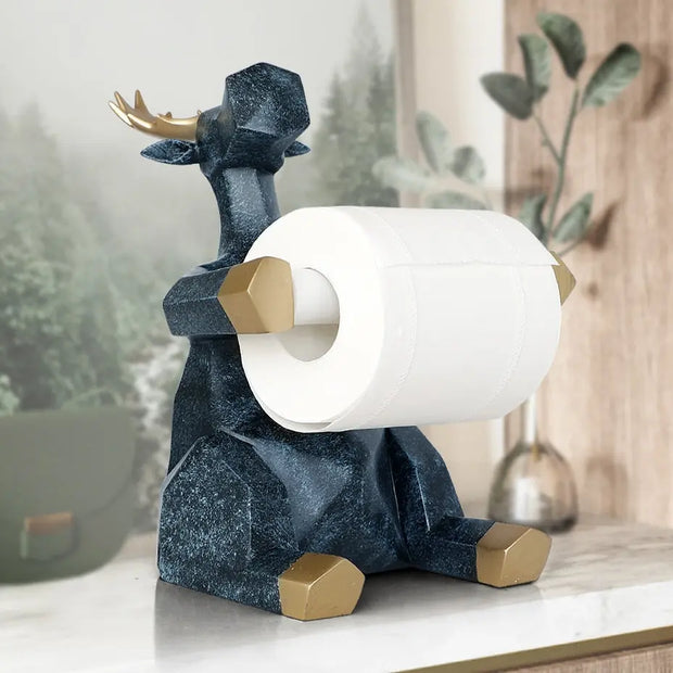 Wildlife Resin Statue Toilet Paper Roll Holder  - Modern Trendy Indoor Home Decoration Elephant or Giraffe Animal Sculpture for Bathroom Wicked Tender
