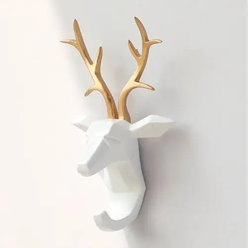 Wildlife Wall Hanger Resin Statue Set - Modern Trendy Wall Mounted Indoor Home Decoration Animal Sculpture Figurine Heads with Hooks Wicked Tender